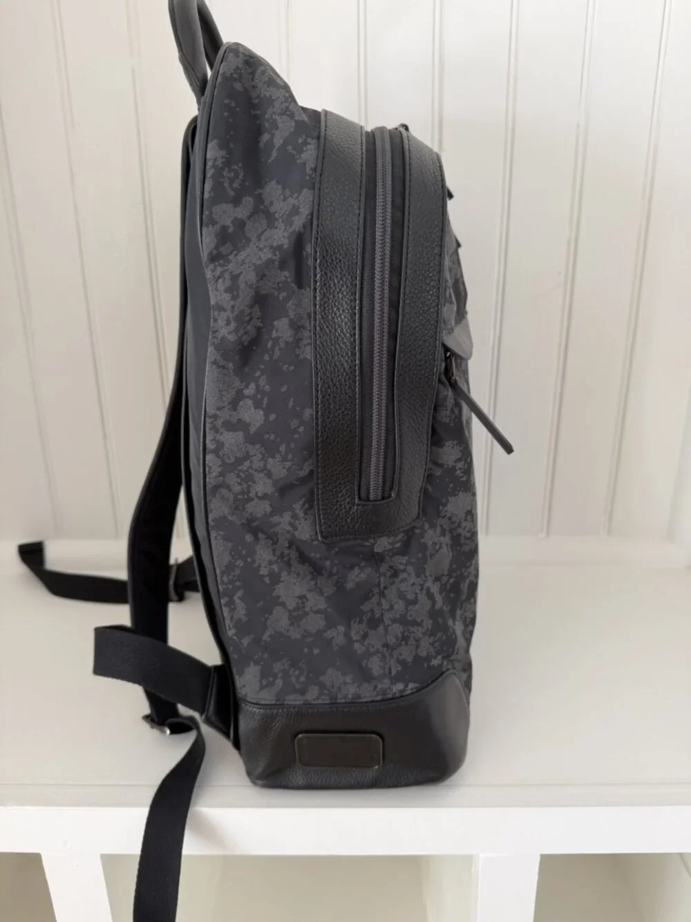 Tumi Dalston Massie Camo Nylon & Leather Laptop Backpack — Black Grey